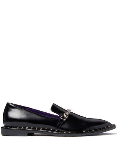 Shop Stella Mccartney Black Falabella Chain-link Loafers