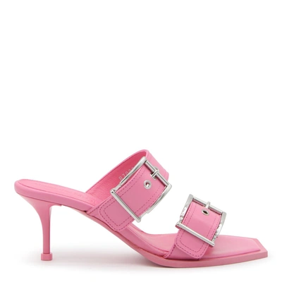 Shop Alexander Mcqueen Sandals In Sugar Pink/silver
