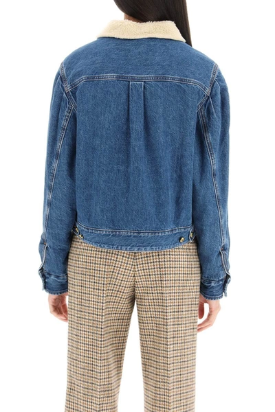 Shop Blazé Milano Blaze Milano 'shire Sapphire' Denim Jacket With Teddy Fleece Lining In Blue