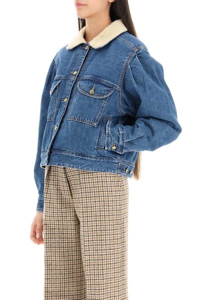 Blazé Milano Blaze Milano 'shire Sapphire' Denim Jacket With Teddy Fleece Lining In Blue