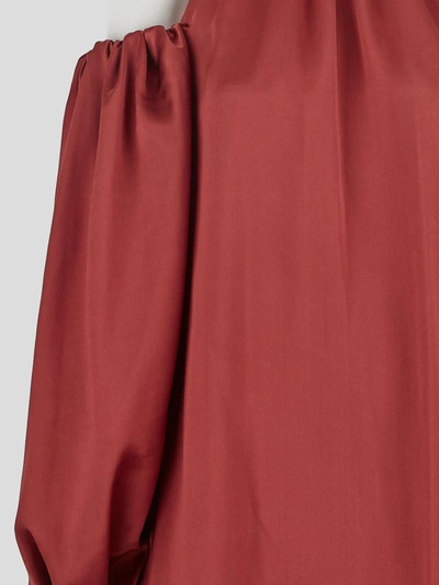 Shop Cri.da Crida Dresses In <p>crida Max Dress In Onion Red Silk With Balloon Sleeves And Two Large Slits On Skirt