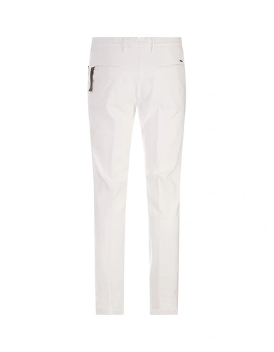 Shop Incotex Cotton Canvas Slim Fit Trousers In White