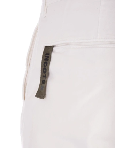 Shop Incotex Cotton Canvas Slim Fit Trousers In White