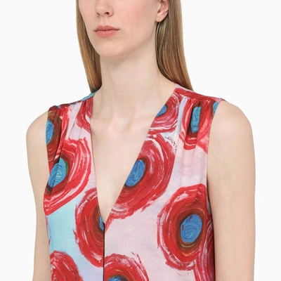 Shop Marni Printed V-neck Top In Red