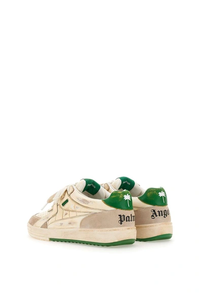 Shop Palm Angels "vt University"  Leather Sneakers In White