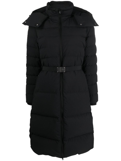 Burberry Burniston Belted Horizontal Puffer Jacket In Schwarz
