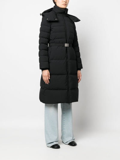 Burberry Burniston Belted Horizontal Puffer Jacket In Schwarz