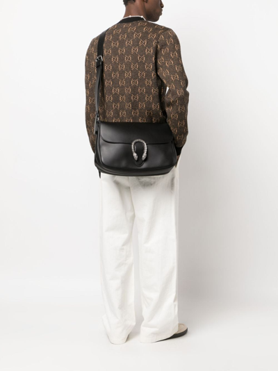Shop Gucci Dionysus Leather Messenger Bag In Schwarz
