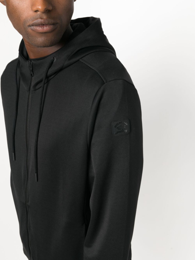 Paul & Shark Scuba-jersey Zip-up Hoodie In Black
