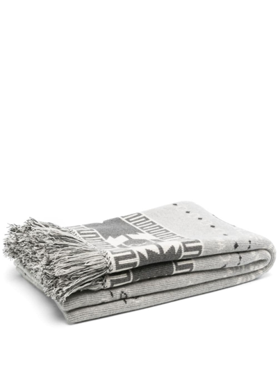Shop Alanui Paisley Intarsia-knit Scarf In Grau