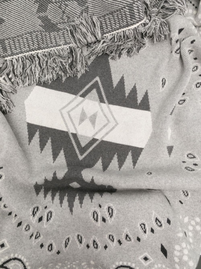 Shop Alanui Paisley Intarsia-knit Scarf In Grau
