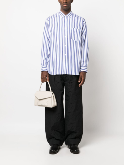 Comme Des Garçons Shirt Striped Long-sleeve Cotton Shirt In Blue