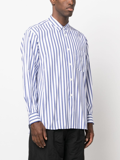 Comme Des Garçons Shirt Striped Long-sleeve Cotton Shirt In Blue