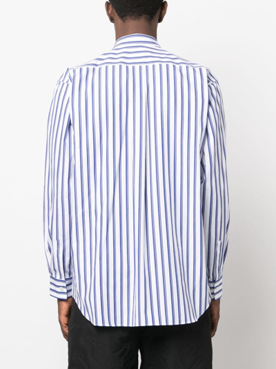 Comme Des Garçons Shirt Striped Long-sleeve Cotton Shirt In Blue