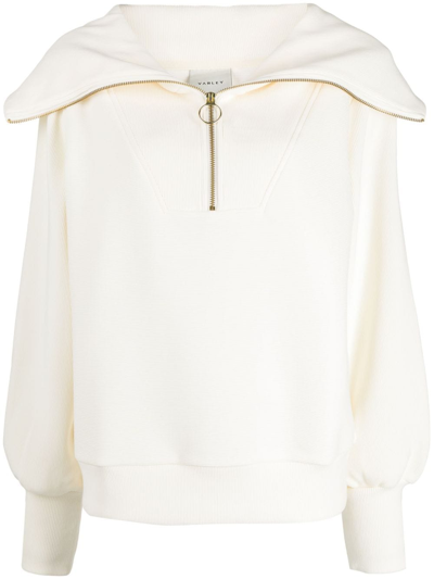 Shop Varley Sw Vine Half Zip Sweater In Weiss