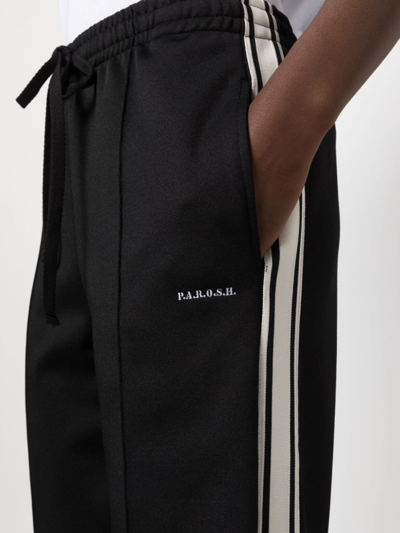 Shop P.a.r.o.s.h Logo-embroidered Striped Track Pants In Schwarz