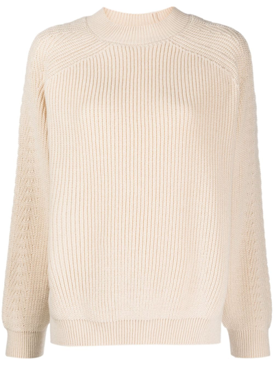 Shop Seventy Ribbed-knit Wool-blend Jumper In Neutrals