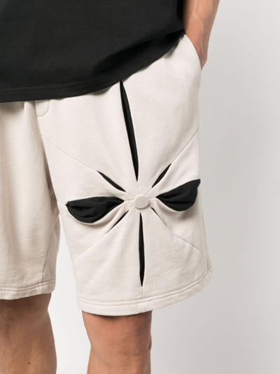 Shop Kusikohc Origami Cotton Track Shorts In Neutrals
