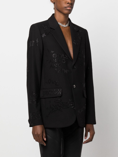 Shop Zadig & Voltaire Single-breasted Rhinestone Blazer In Schwarz