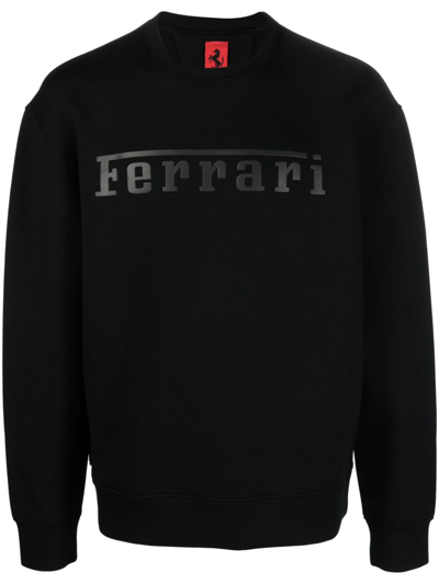 Shop Ferrari Logo-print Crew-neck Sweatshirt In Schwarz