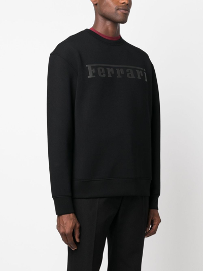 Shop Ferrari Logo-print Crew-neck Sweatshirt In Schwarz