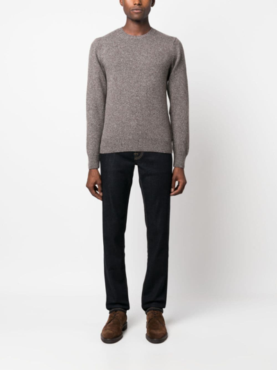 Shop Zanone Intarsia-knit Wool Jumper In Grey