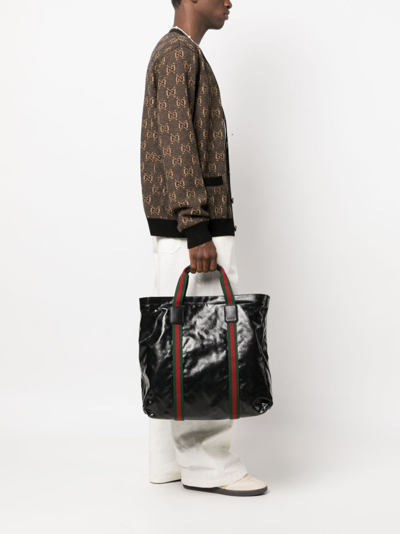 Shop Gucci Medium Gg Crystal Tote Bag In Schwarz