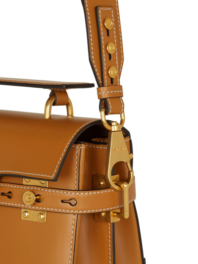 Balmain Top Handle Shoulder Bag In Braun