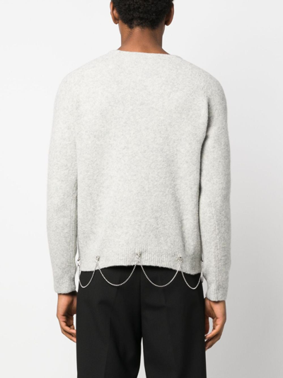 Random Identities Crystal-embellished Wool-blend Jumper In Grau