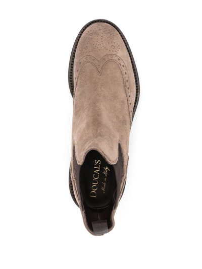 Shop Doucal's Perforated Slip-on Suede Boots In Nude