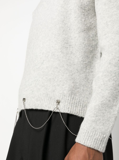 Random Identities Crystal-embellished Wool-blend Jumper In Grau