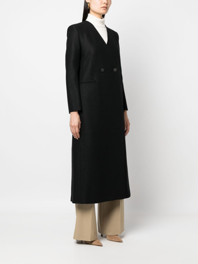 Harris Wharf London Double-breasted Wool Coat In Schwarz