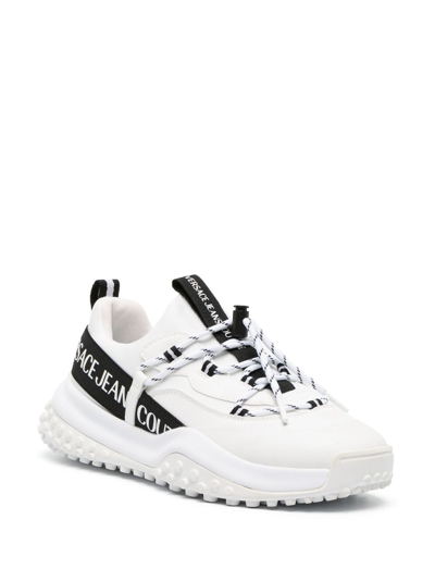 Shop Versace Jeans Couture Logo-print Lace-up Sneakers In White