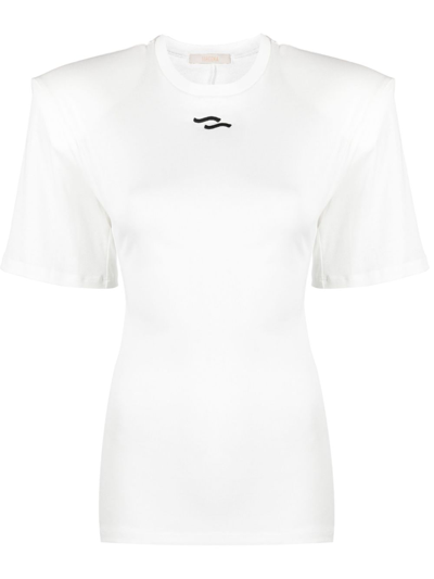 Shop Ssheena Logo-embroidered Cotton T-shirt In White