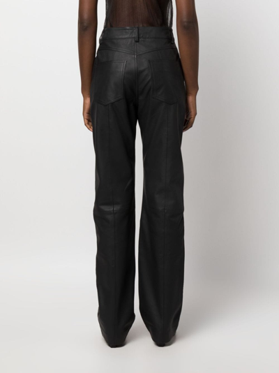 Shop Remain Straight-leg Leather Trousers In Schwarz