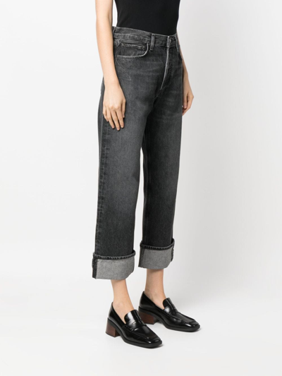 Shop Agolde High-rise Cropped Jeans In Schwarz