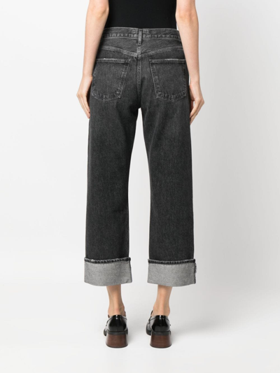 Shop Agolde High-rise Cropped Jeans In Schwarz