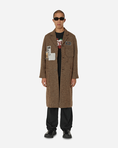 Shop Song For The Mute High Lapel Raglan Coat In Brown
