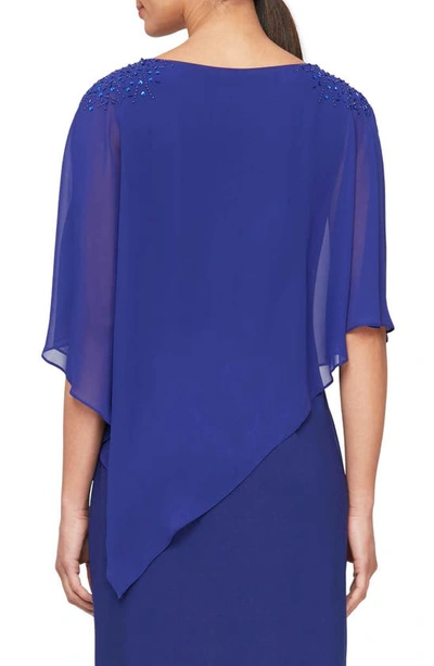 Shop Sl Fashions Cape Sleeve Beaded Sheath Dress In Iris