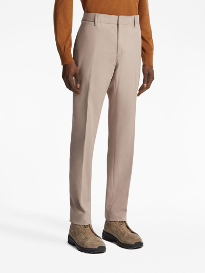 Shop Zegna Winter Mid-rise Chinos In Neutrals