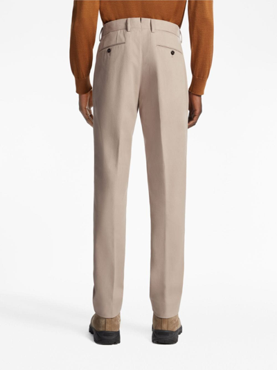 Shop Zegna Winter Mid-rise Chinos In Neutrals