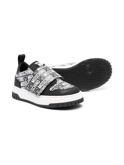 Shop Moschino Logo-print Touch-strap Sneakers In Black