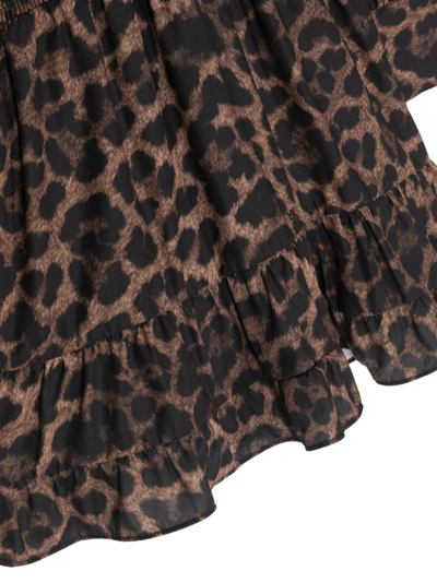 Shop John Richmond Junior Logo-embellished Leopard-print Dress In Brown