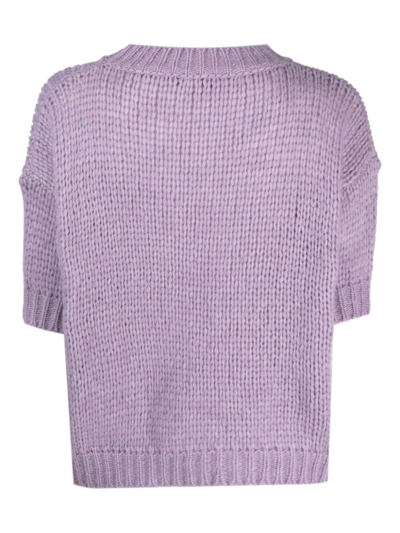 Shop Roberto Collina Wool-blend Knitted T-shirt In Purple
