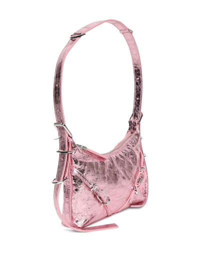 Shop Givenchy Mini Voyou Metallic-finish Bag In Pink