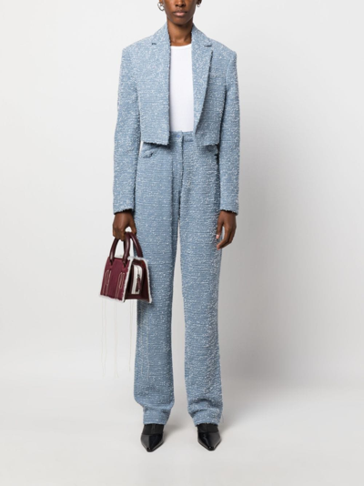Remain Birger Christensen Bouclé Straight-leg Trousers In Blue