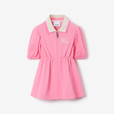 Shop Burberry Childrens Ekd Cotton Polo Shirt Dress In Soft Bubblegum Pink