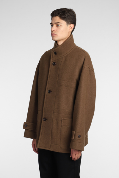 Shop Lemaire Coat In Brown Wool