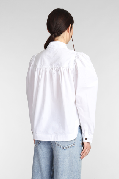 Shop Ganni Shirt In White Cotton