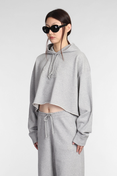 Shop Ganni Sweatshirt In Grey Cotton